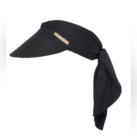 Trina Turk Black Women's Visor with Scarf Tie NWT - Picture 2 of 3